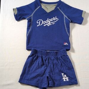 Majestic Blue Dodgers Kids Jersey Shirt and bonus shorts